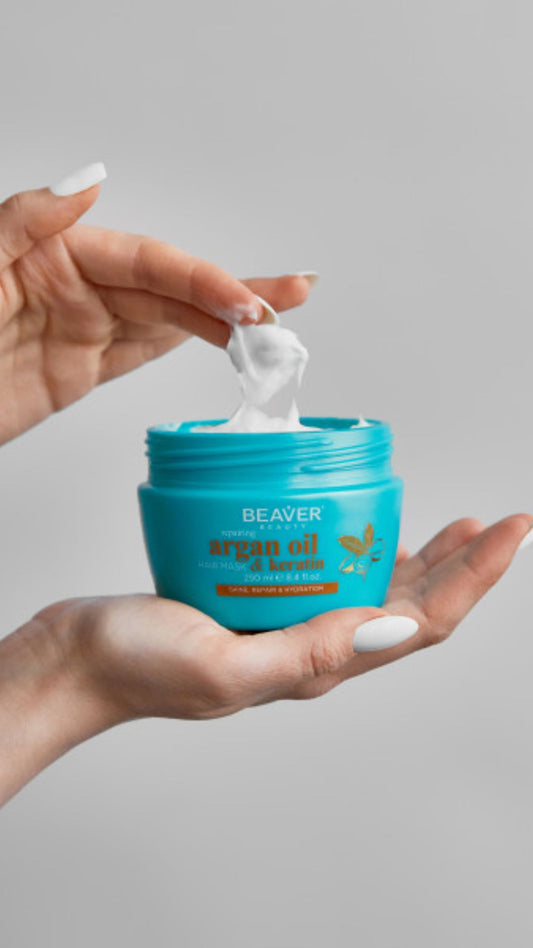 Відновлююча маска для волосся з Аргановою олією та кератином Repairing Argan Oil Hair Mask & Keratin,BEAVER