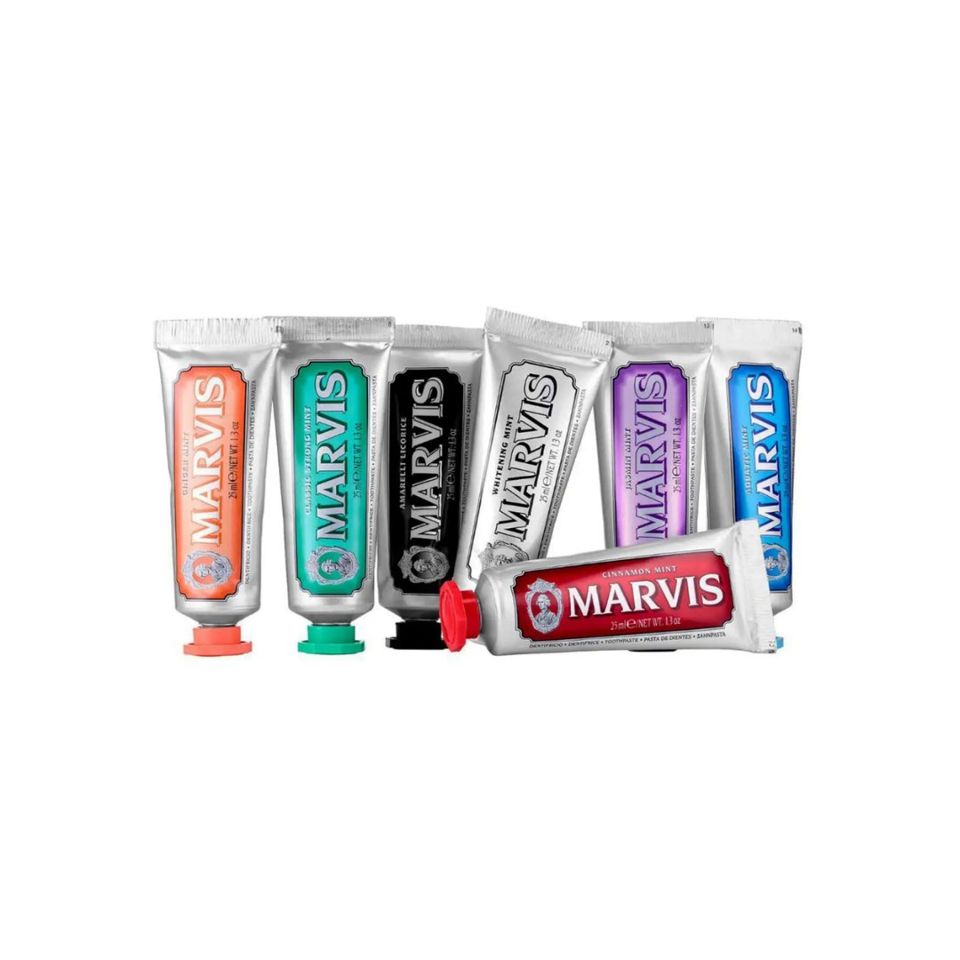 Подарункова коробка 7 Flavours Box 7x25мл (Classic Strong, Whitening, Aquatic, Ginger, Licorice, Jasmin , Cinnamon), Marvis