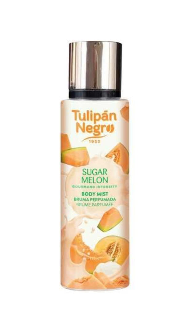 Tulipón Negro Sugar Melon body mist bottle on a white background