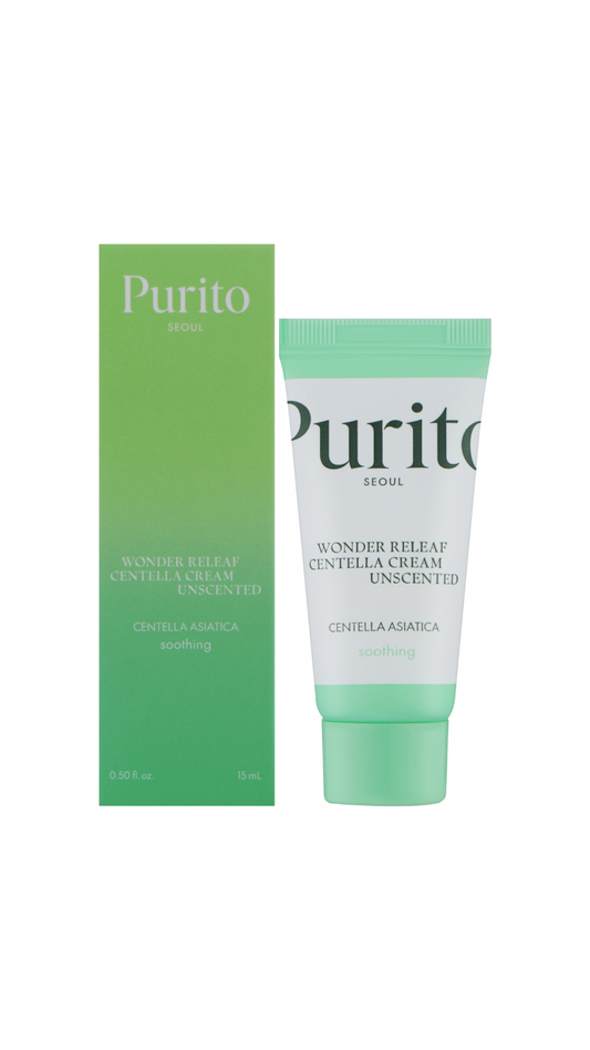 Мініатюра крему з центеллою без олій Seoul Wonder Releaf Centella Unscented Cream 15 ml, Purito