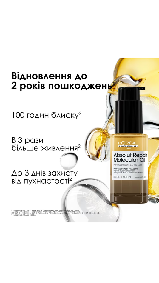 Олія для волосся Paris Absolut Repair Molecular 30ml, L’Oreal Professionnel