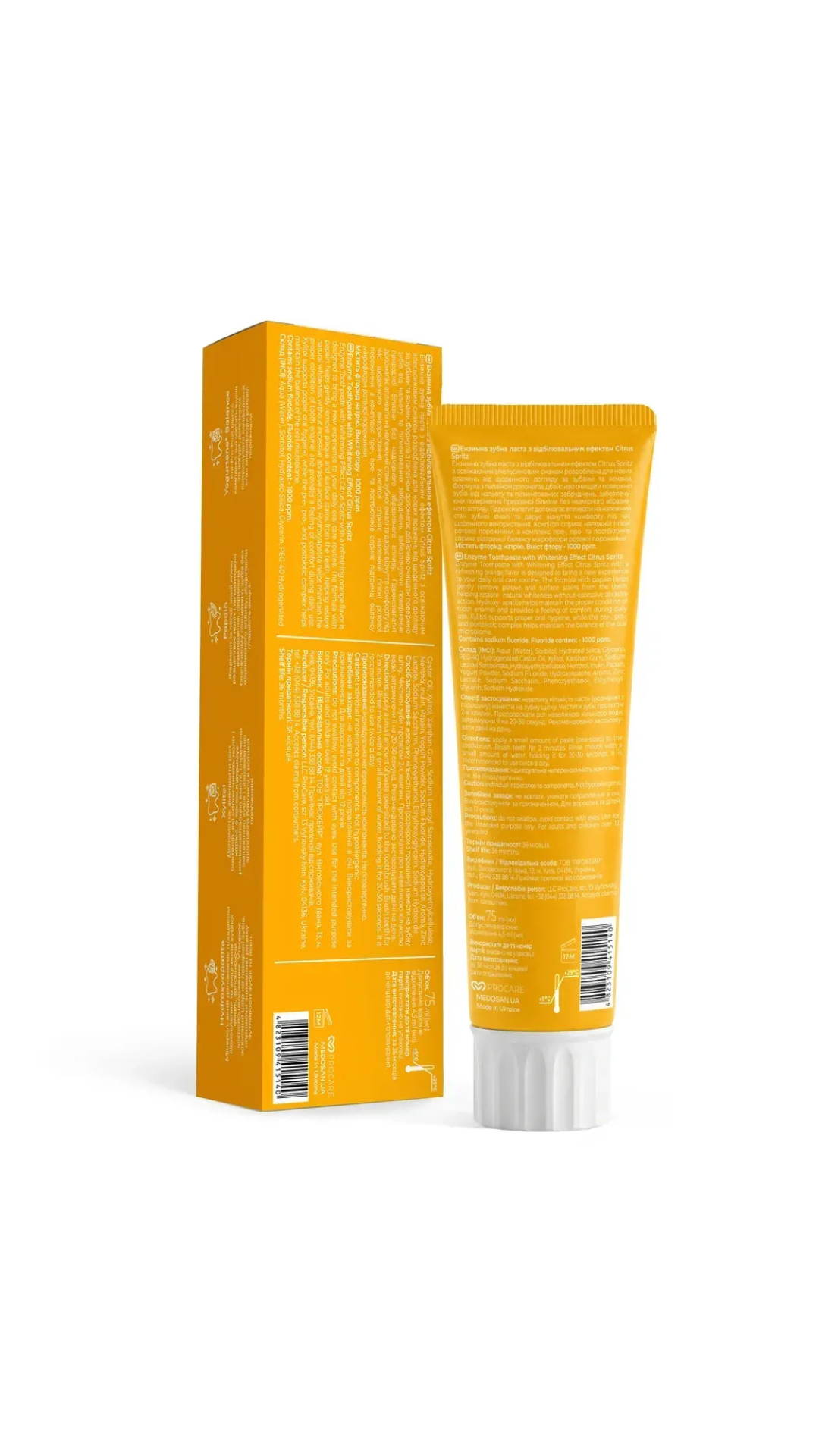 Ензимна зубна паста з відбілювальним ефектом Citrus Spritz, Medosan