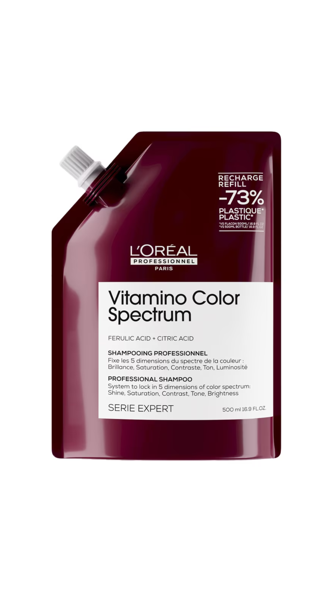 Професійний шампунь Serie Expert Vitamino Color Spectrum Professional Shampoo Refill для сяючого блиску та збереження 5 вимірів колірного спектру після фарбування волосся, 500ml (рефіл), L'Oreal Professionnel