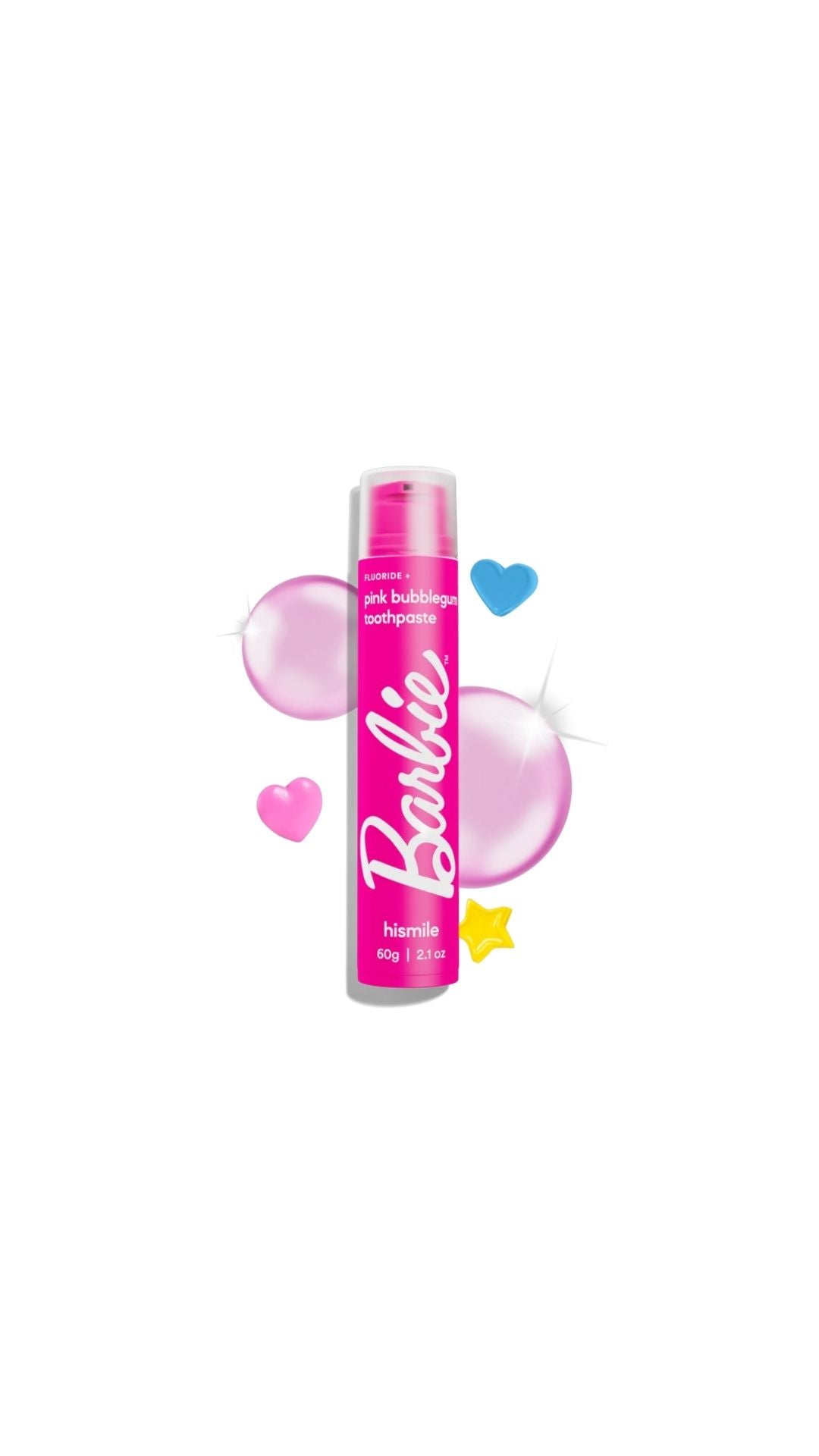 Зубна паста зі смаком жуйки Barbie Pink Bubblegum Toothpaste 60g, hismile