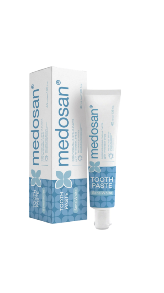 Відбілювальна зубна паста для чутливих зубів SensiWhite Medosan 40 мл, Medosan
