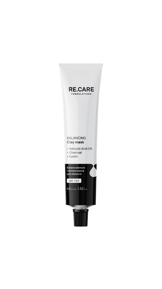 Балансувальна глиняна маска для обличчя Balancing Clay mask 45ml, Recare