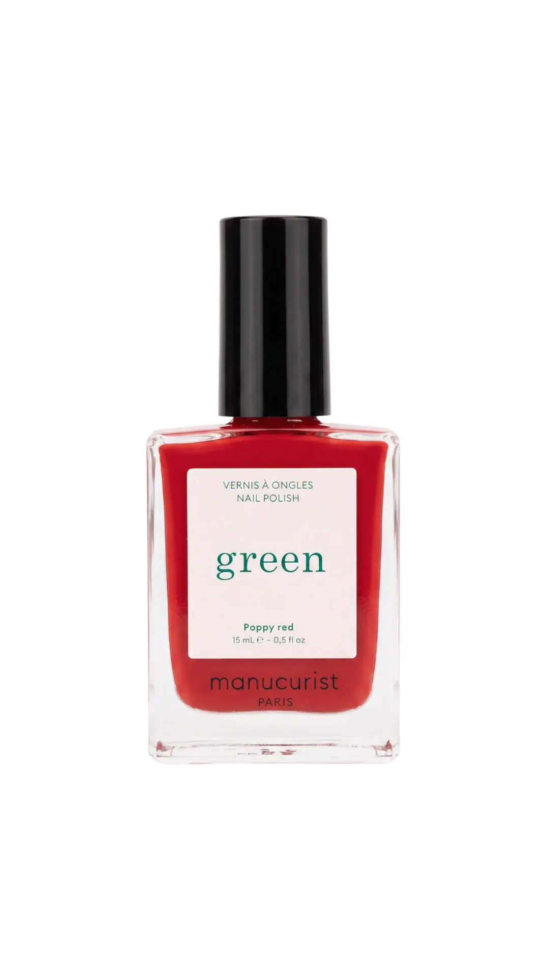 Лак для нігтів з помаранчево-червоним відтінком Green Poppy Red 15ml, Manucurist