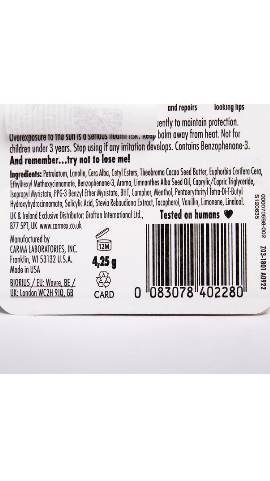 Зволожувальний бальзам для губ (стік), Carmex