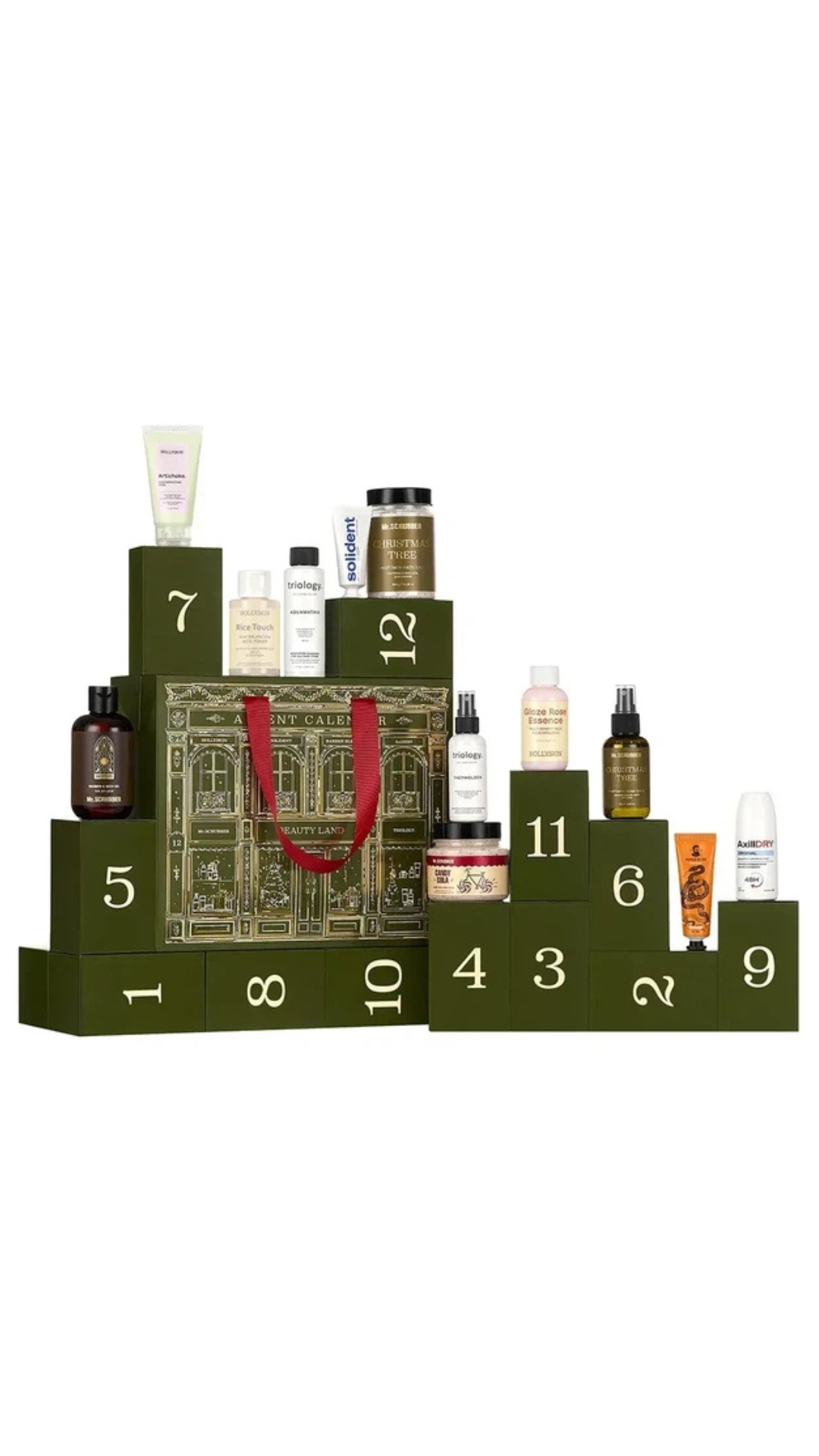 Адвент календар Beauty Land - набір із 12 beauty-хітів від 6 українських брендів  Mr.SCRUBBER, HOLLYSKIN, Solident, Barber Blend, Triology. та AxillDRY
