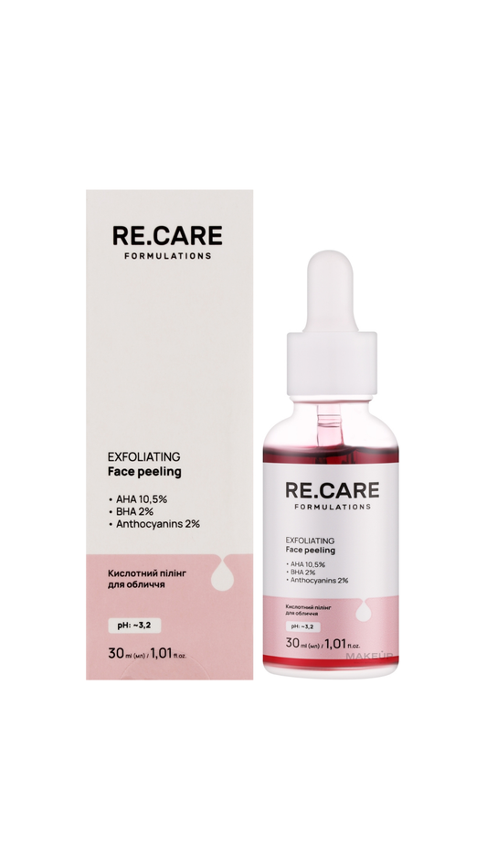 Кислотний пілінг для обличчя Exfoliating Face Peeling 30ml, Recare