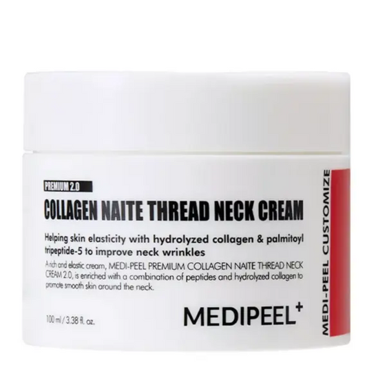 Ліфтинг-крем для шиї з пептидами та колагеном Premium Collagen Naite Thread Neck Cream, Medi Peel