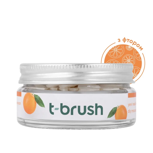 Зубна паста в таблетках зі смаком апельсину (з фтору) (90 таб.), T-brush