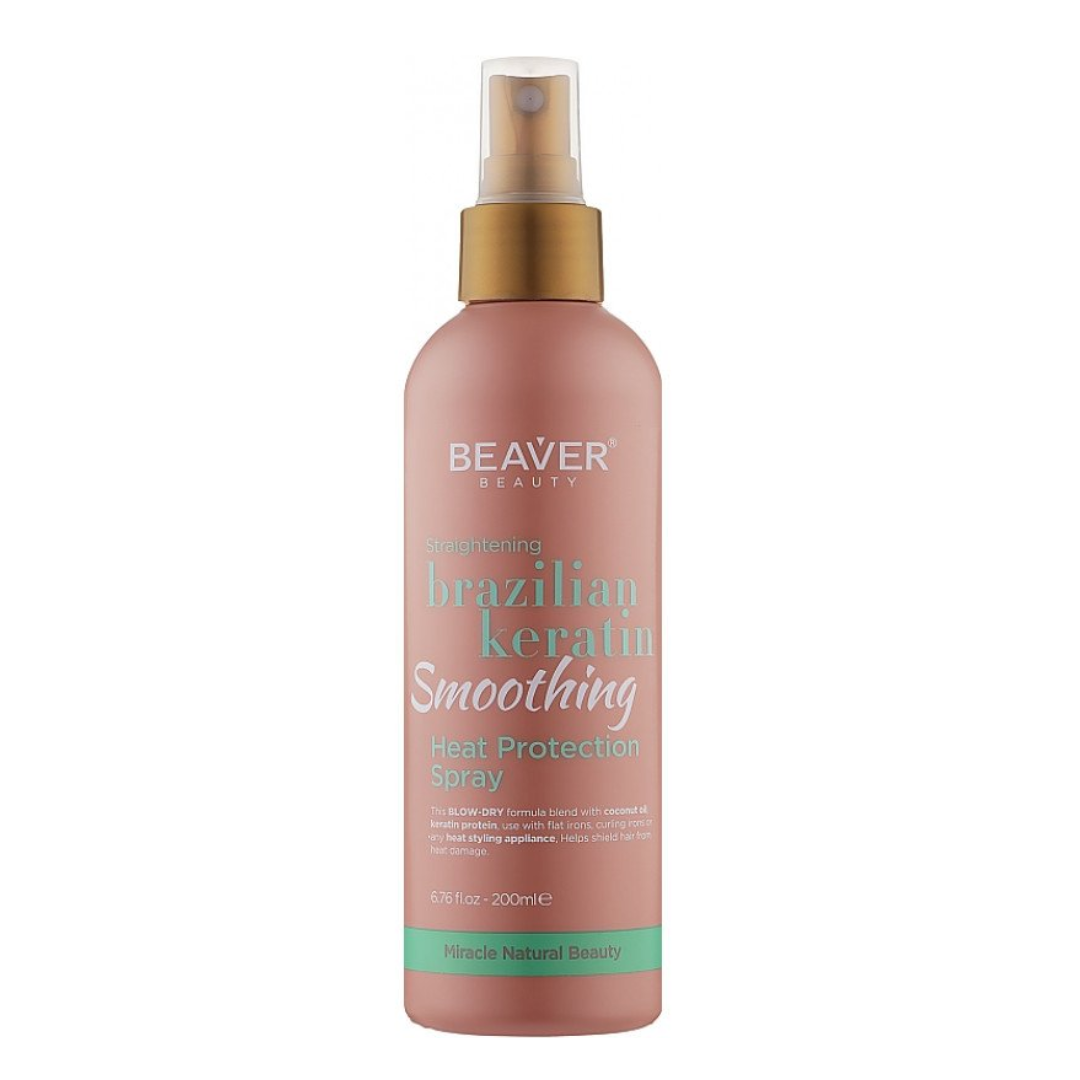 Термозахисний спрей з кератином для еластичності волосся Brazilian Keratin Smoothing Heat Protection Spray, Beaver