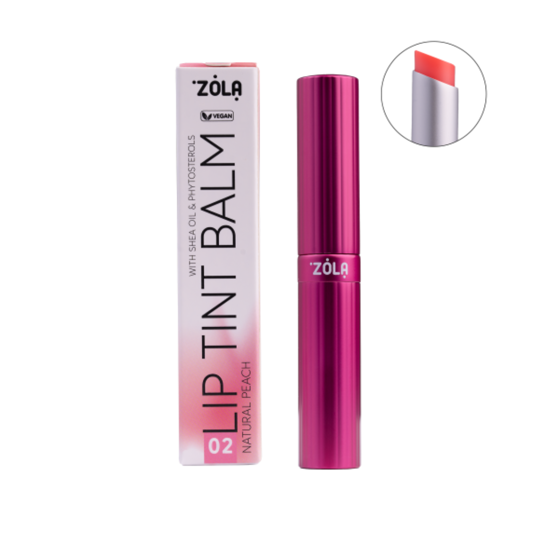 Відтінковий бальзам для губ Lip Tint Balm 02 Peach Natural, ZOLA
