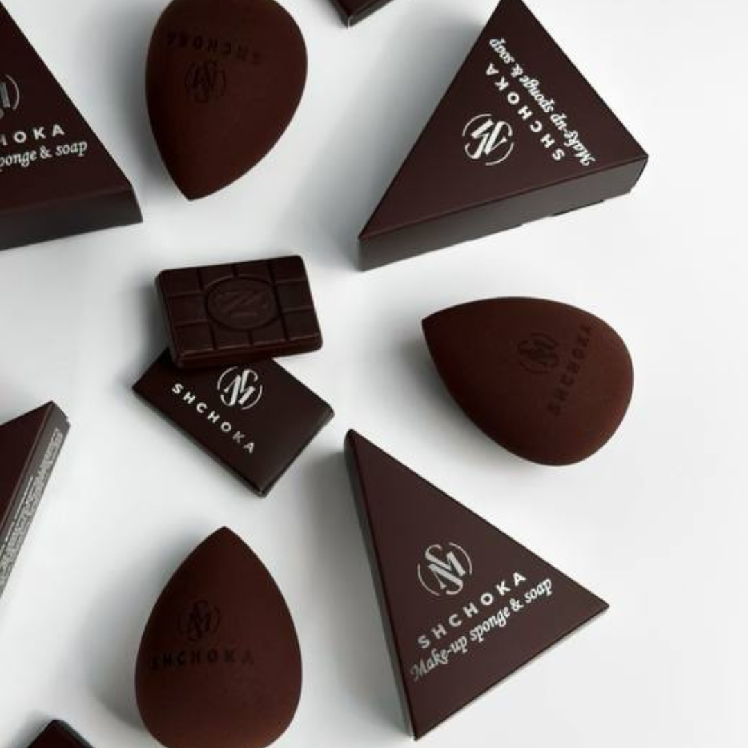 Спонж для обличчя + мило з ароматом шоколаду, Shchoka