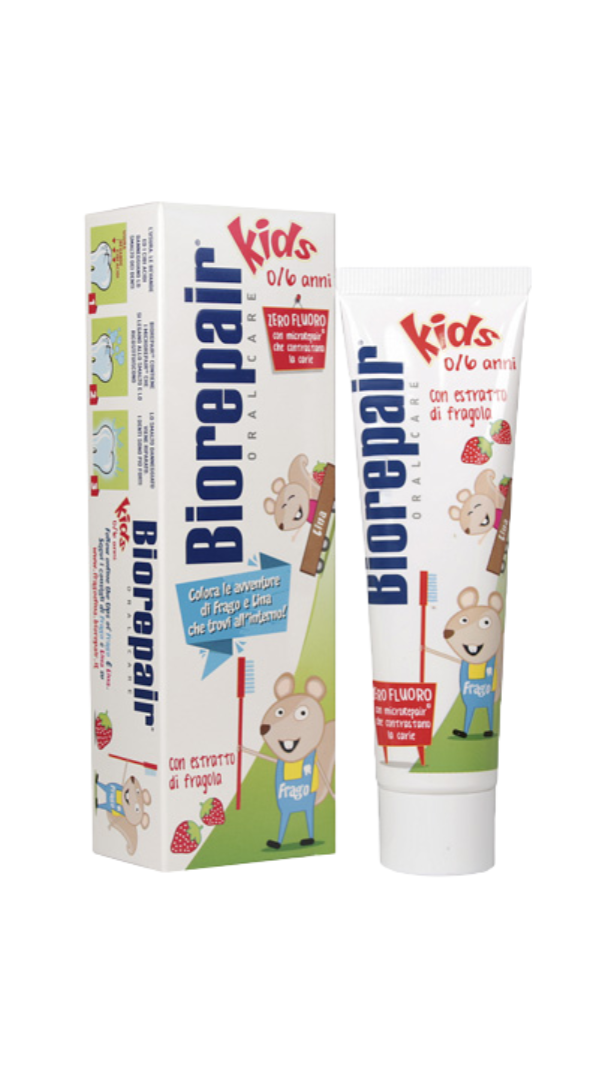 Biorepair Kids toothpaste packaging on a white background