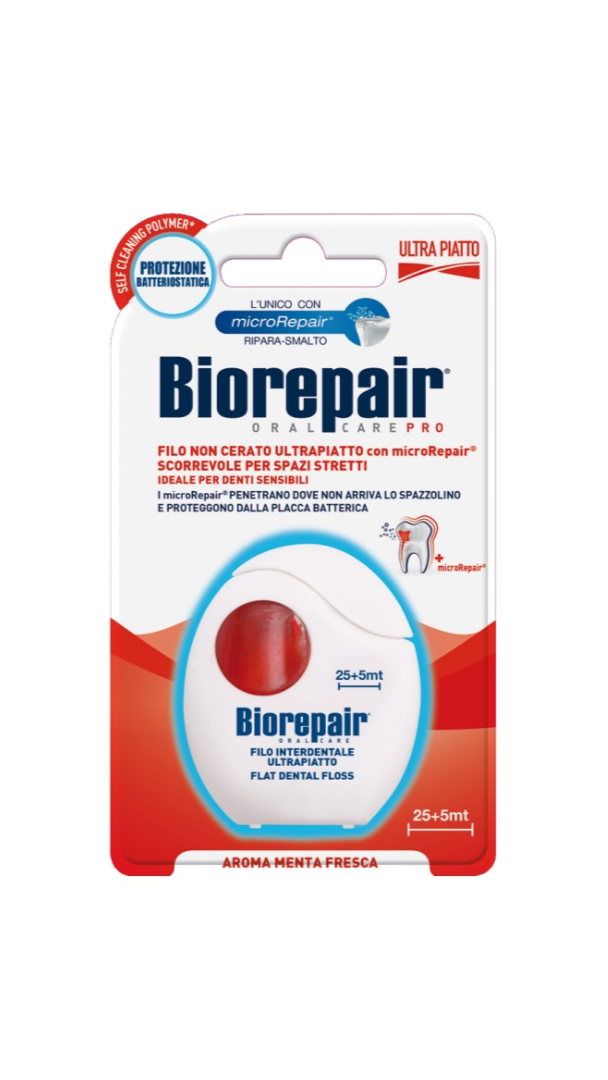 Biorepair dental floss packaging on a white background