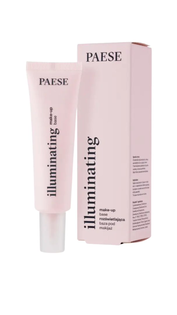 PAESE illuminating makeup base with packaging on a white background