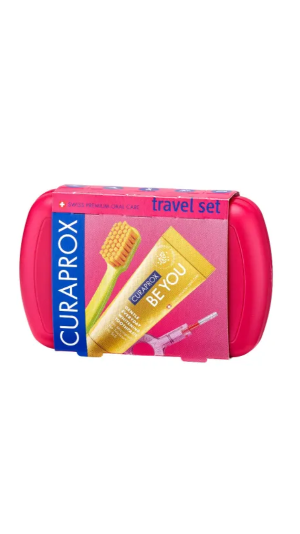 Curaprox travel set packaging on a white background