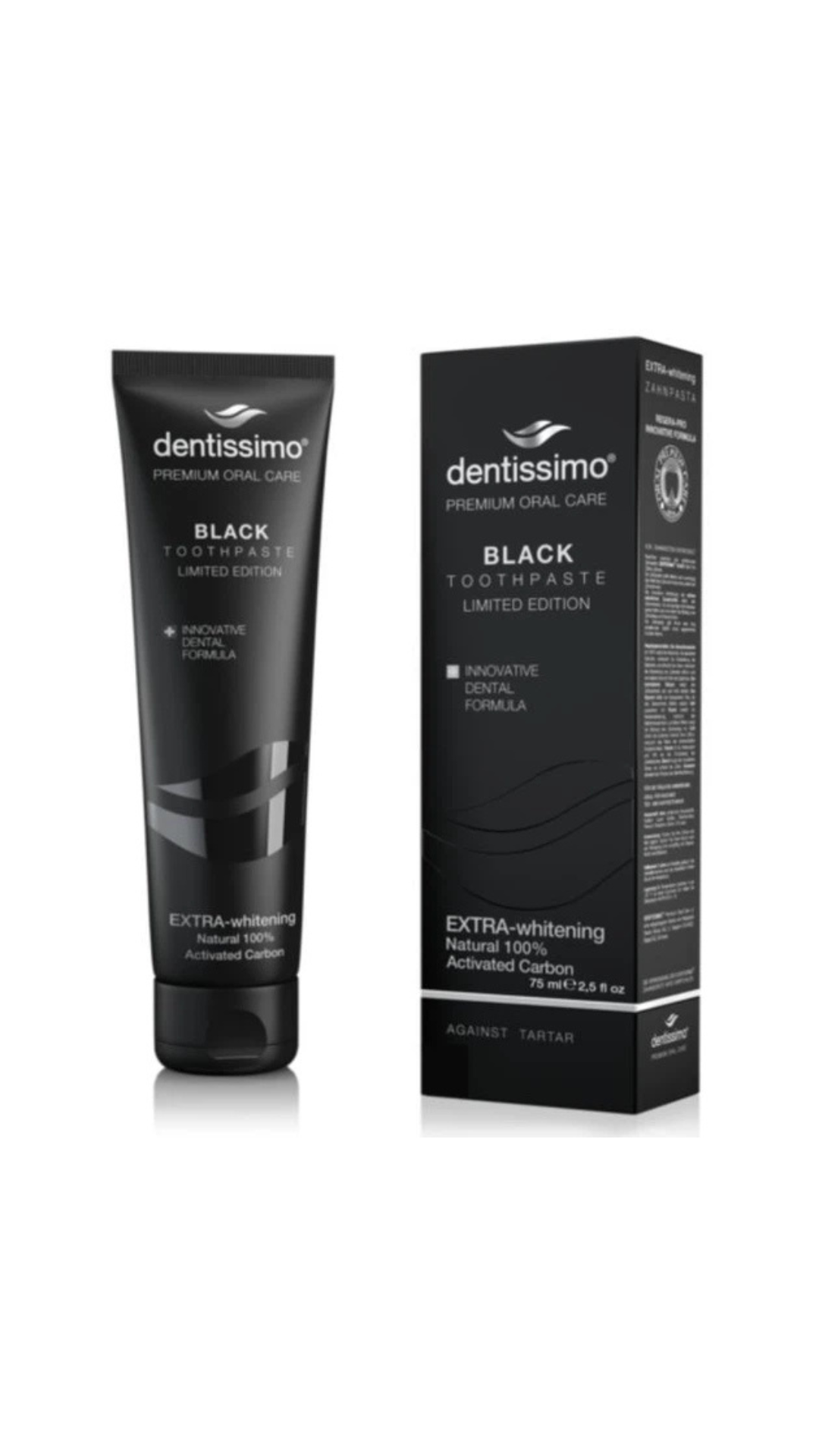 Зубна паста Екстра-Відбілювання ЧОРНА EXTRA-WHITENING BLACK 75ml, Dentissimo