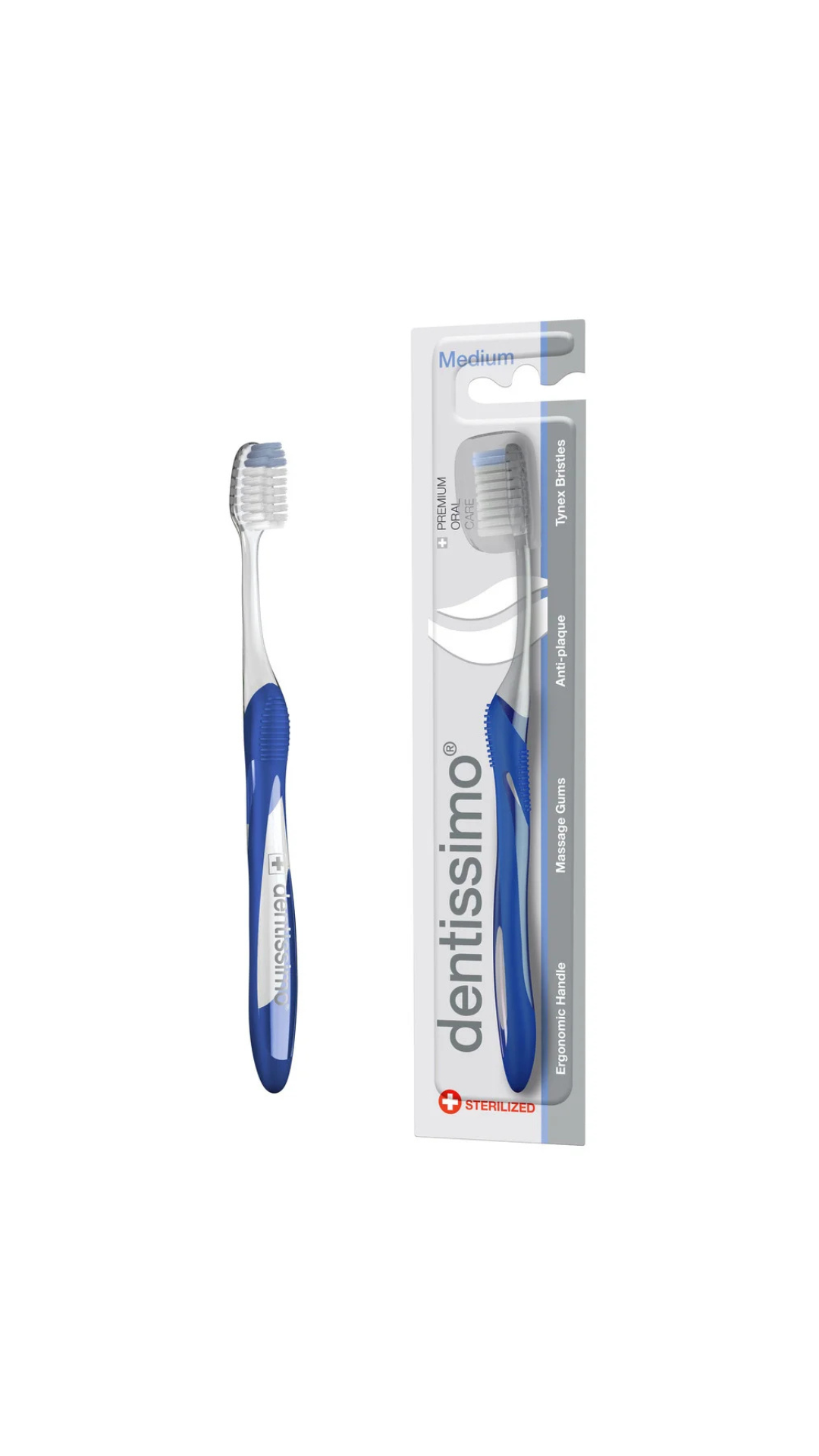 Зубна щітка MEDIUM Протидія нальоту Середня щетина (синя), Dentissimo
