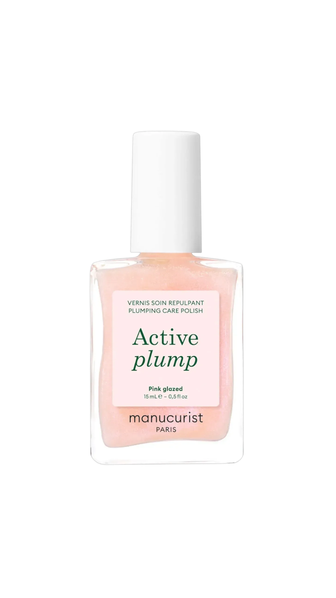 Лак для нігтів з колагеном з перламутровим ніжно-рожевим фінішем Active Plump Pink Glazed 15ml, Manucurist
