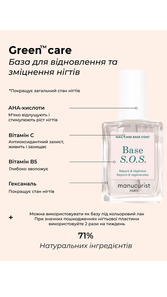 База для відновлення та зміцнення нігтів Base SOS 15ml, Manucurist