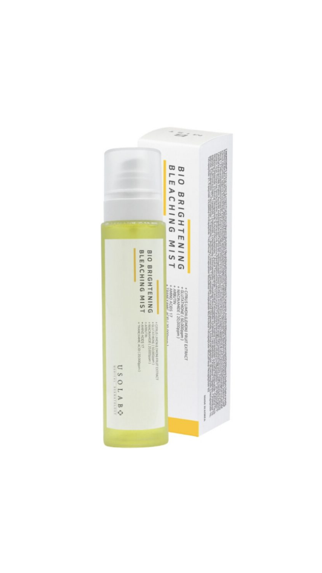 Освітлювальний тонер спрей з транексамовою кислотою та пептидами 150 ml Bio Brightening Bleaching Mist, USOLAB 