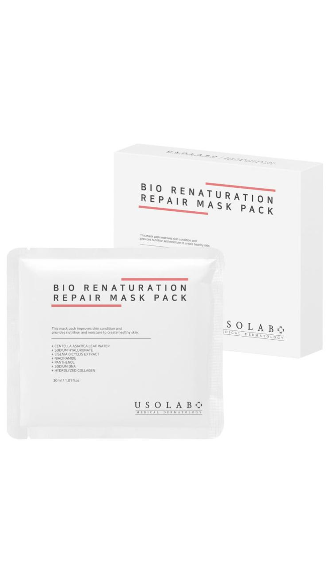 Маска для обличчя з полінуклеотидами 30 ml Bio Renaturation Repair mask, USOLAB