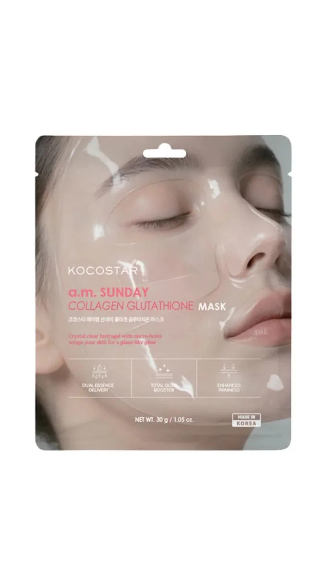 Гідрогелева маска для обличчя з глутатіоном a.m. Sunday Collagen Glutathione Hydrogel Mask, Kocostar