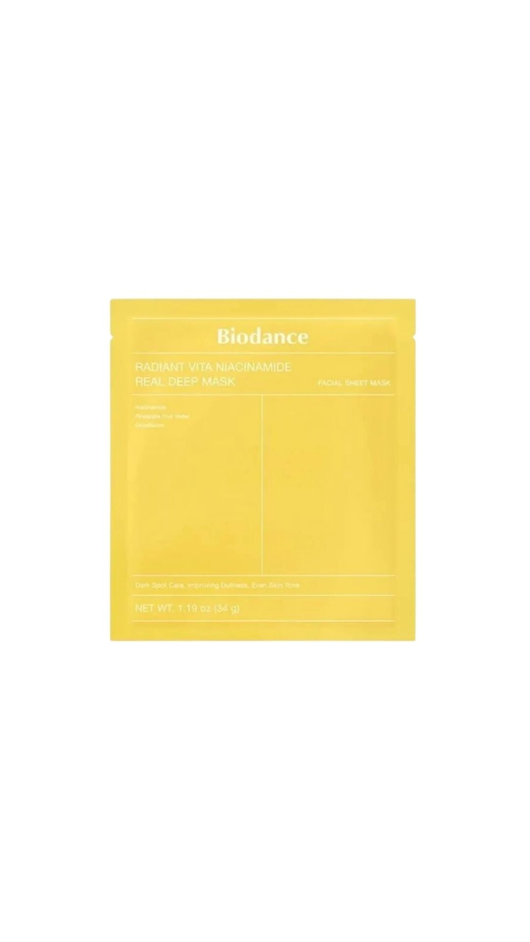 Гідрогелева маска для оживлення тьмяної шкіри Radiant Vita Niacinamide Real Deep Mask, Biodance