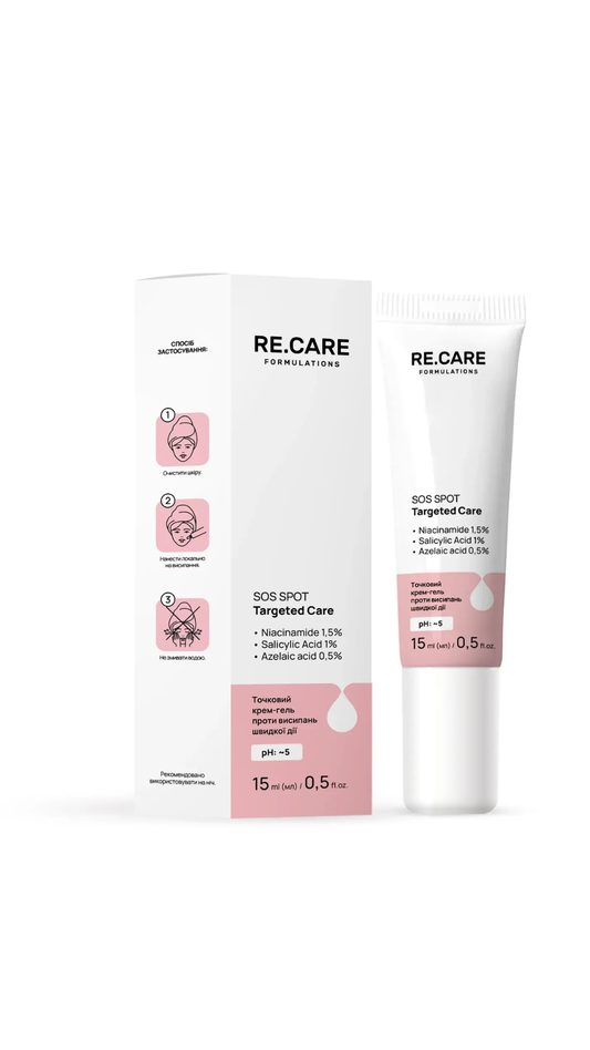 Точковий крем-гель проти висипань швидкої дії SOS Spot Targeted Care 15ml, Recare