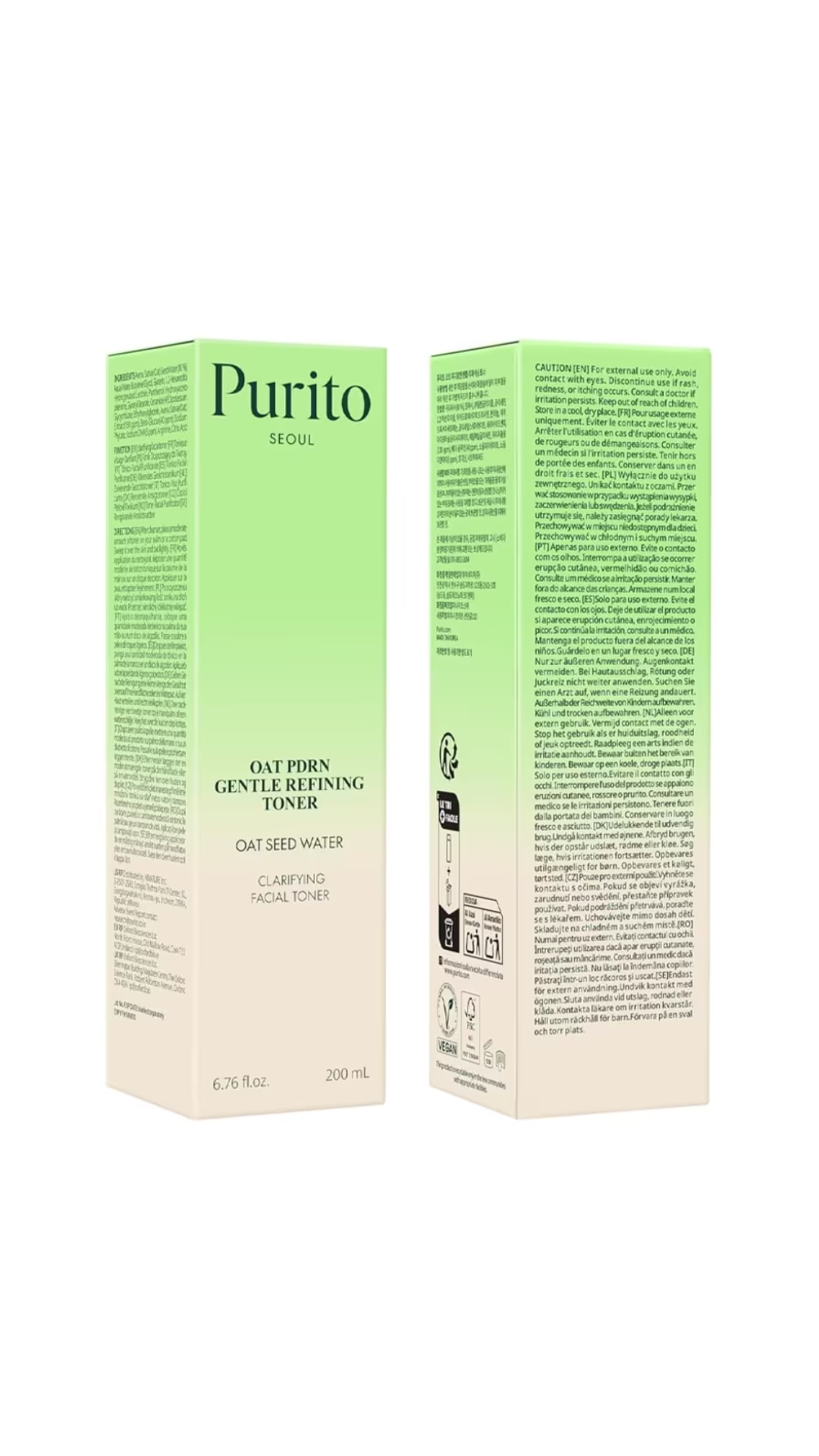 Тонер з PDRN насіння вівса Oat PDRN Gentle Refining Toner 200 ml, Purito
