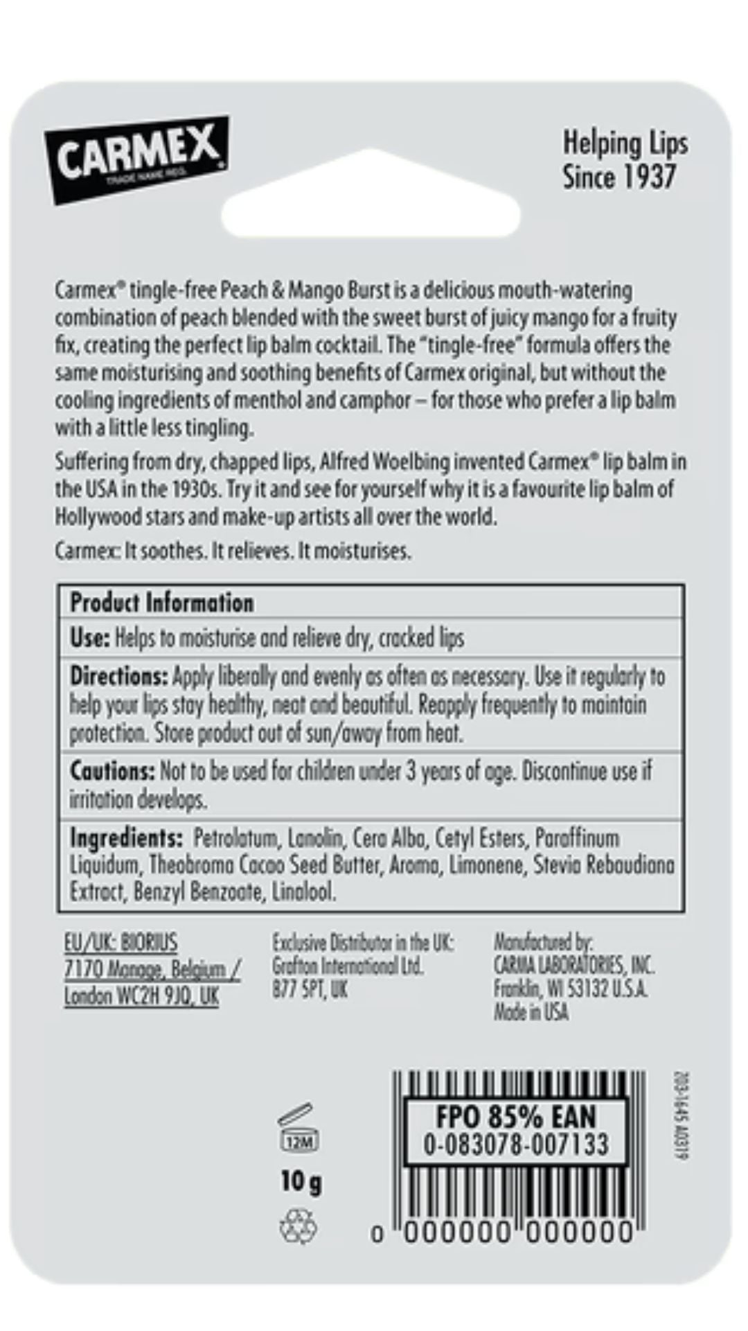 Зволожувальний бальзам для губ (туба), Carmex