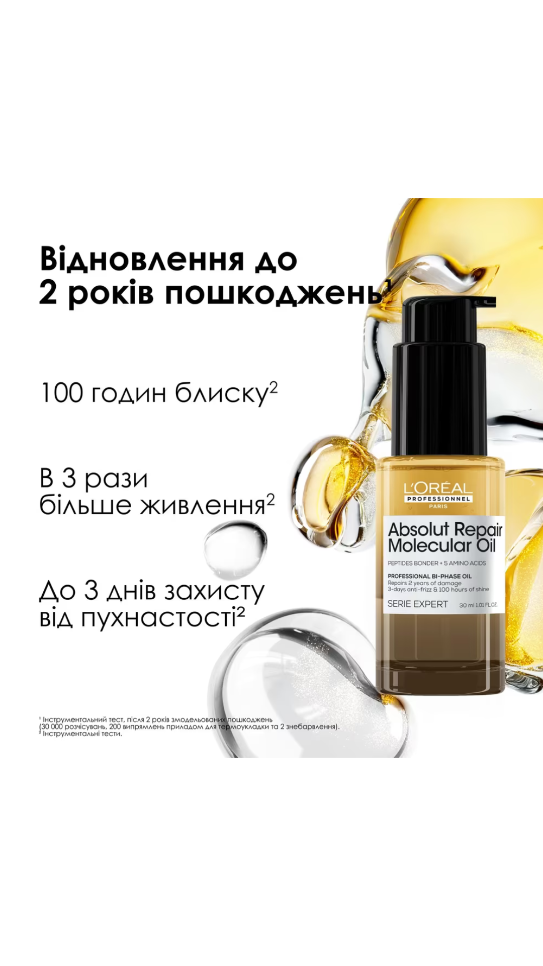 Олія для волосся Paris Absolut Repair Molecular 30ml,  L’Oreal Professionnel