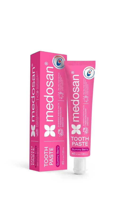 Ензимна зубна паста з відбілювальним ефектом Gummy Berry, Medosan 40ml