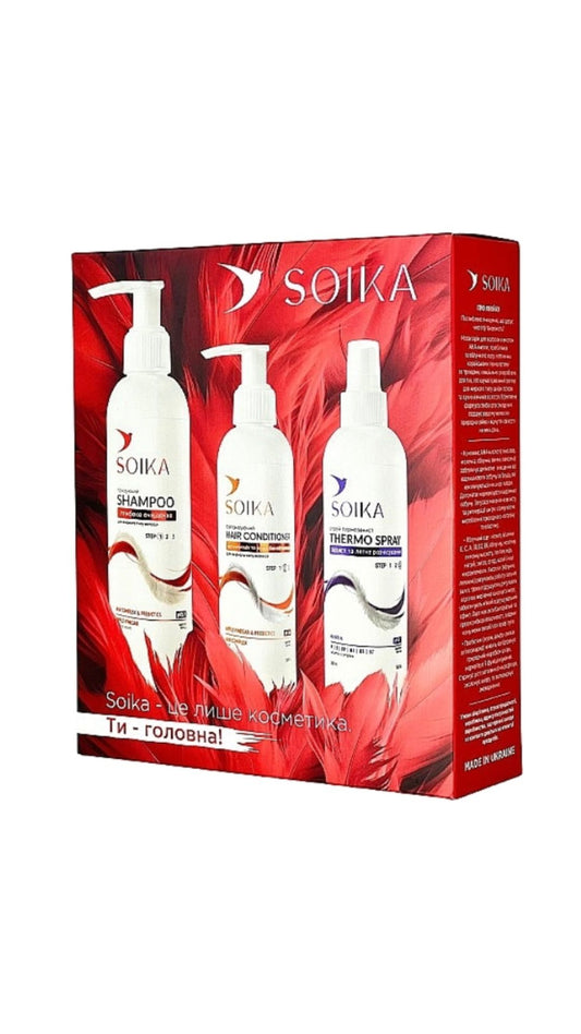 Набір для волосся 3в1 "Глибоке очищення та захист" Red глянець, Soika