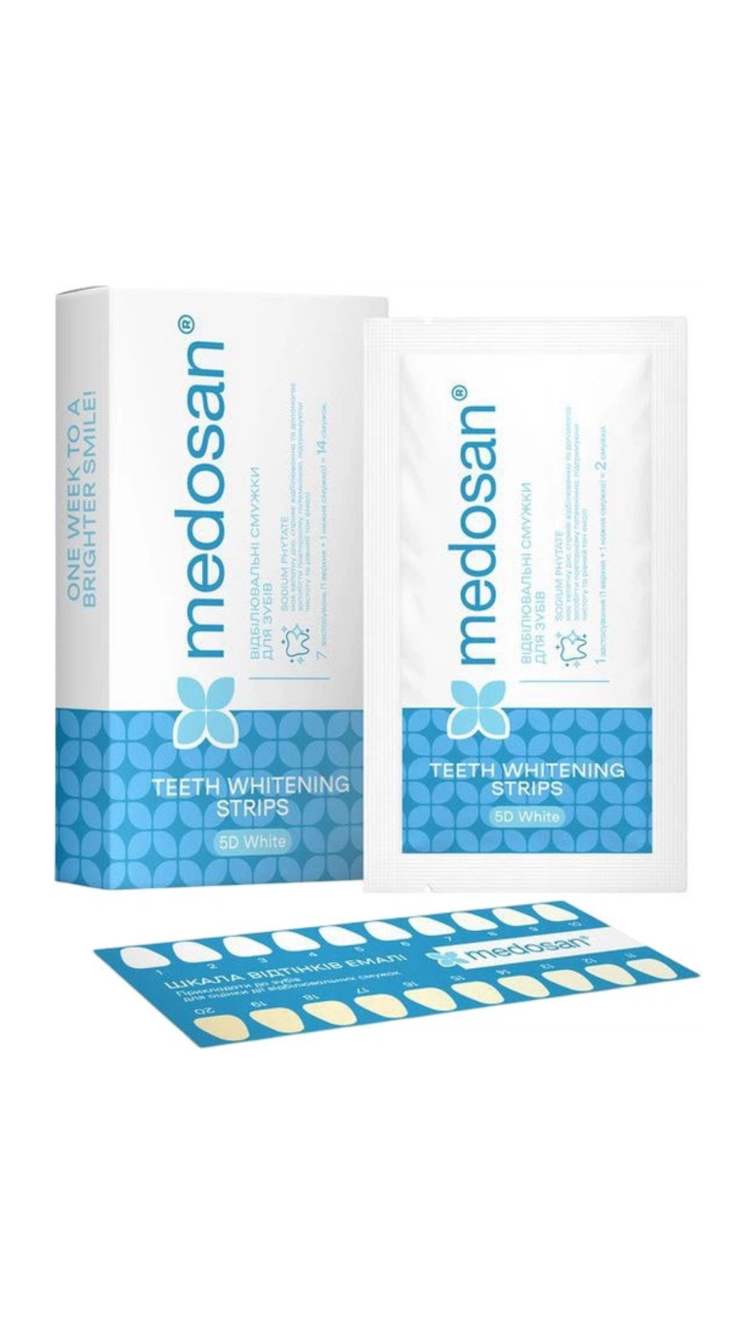 Відбілювальні смужки для зубів 5D White 1шт, Medosan 
