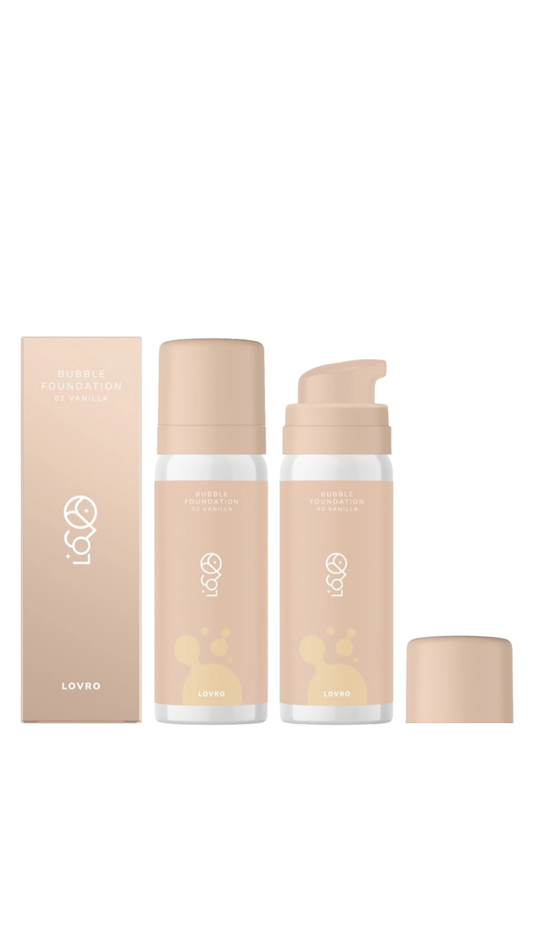 Тональна основа з повітряною формулою для сяйва шкіри Bubble Foundation - 02 Vanilla - 50ml, LOVRO