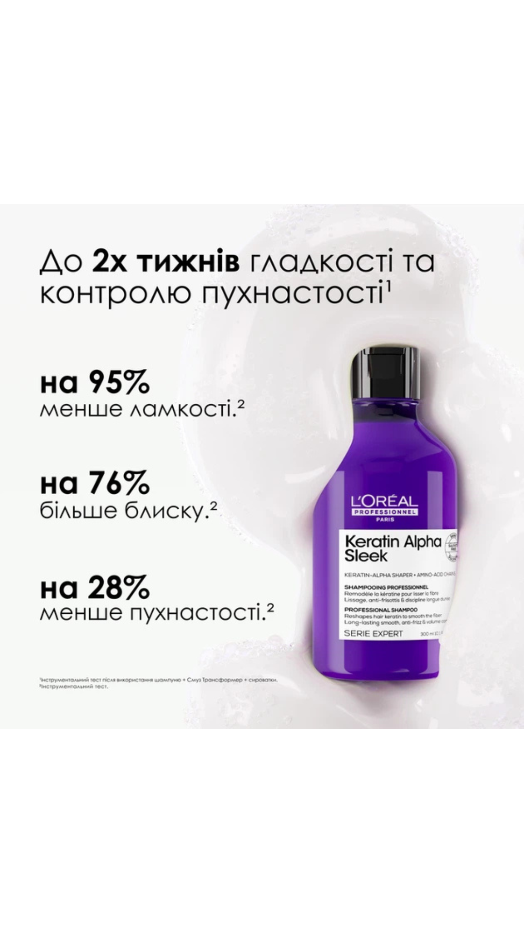 Безсульфатний шампунь Paris Alpha Sleek для гладкості та контролю пухнастості волосся 300ml, L’Oreal Professionnel