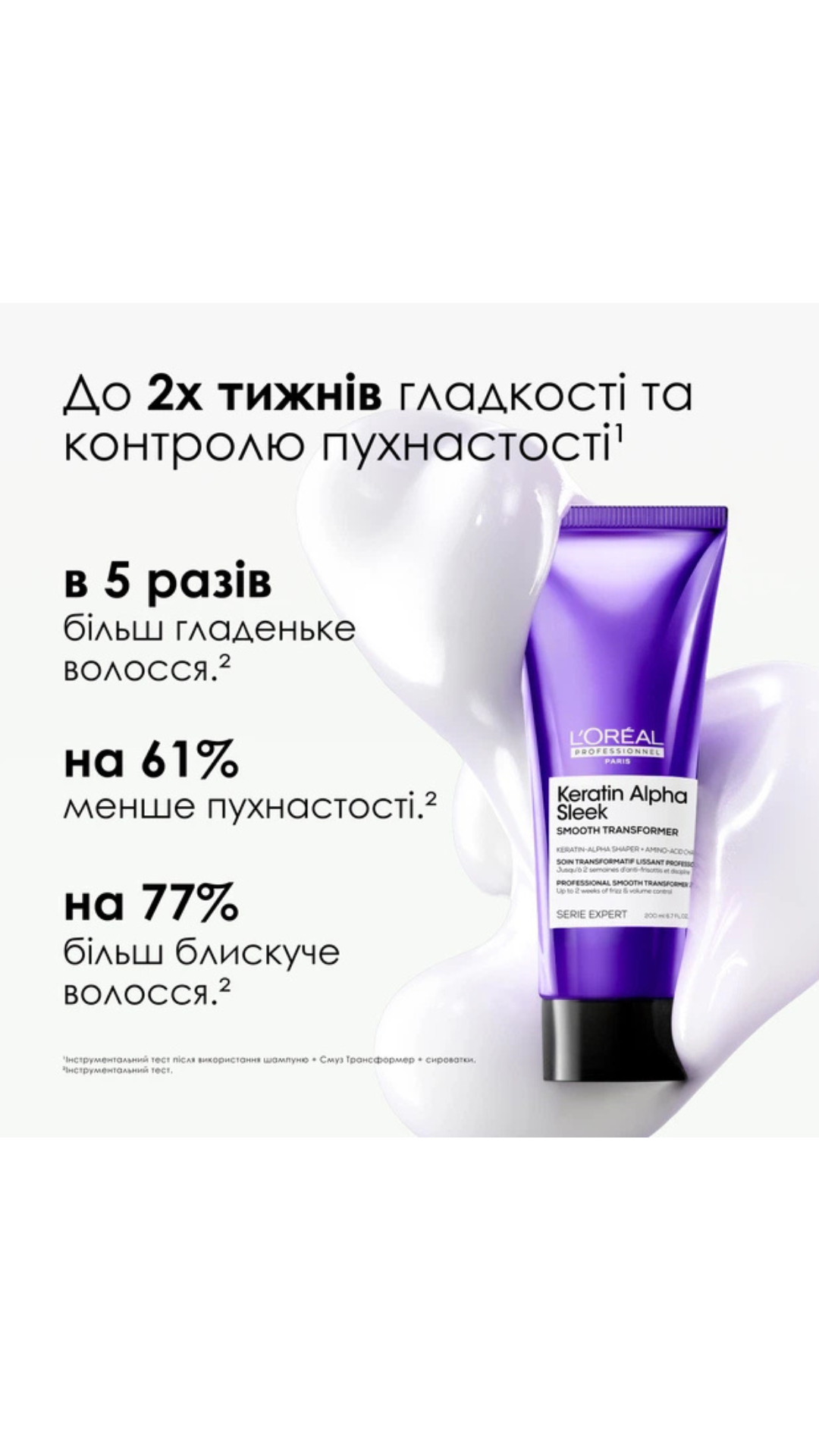 Професійний засіб Paris Keratin Alpha Sleek Smooth Transformer​ для гладкості та контролю пухнастості волосся 200ml, L’Oreal Professionnel