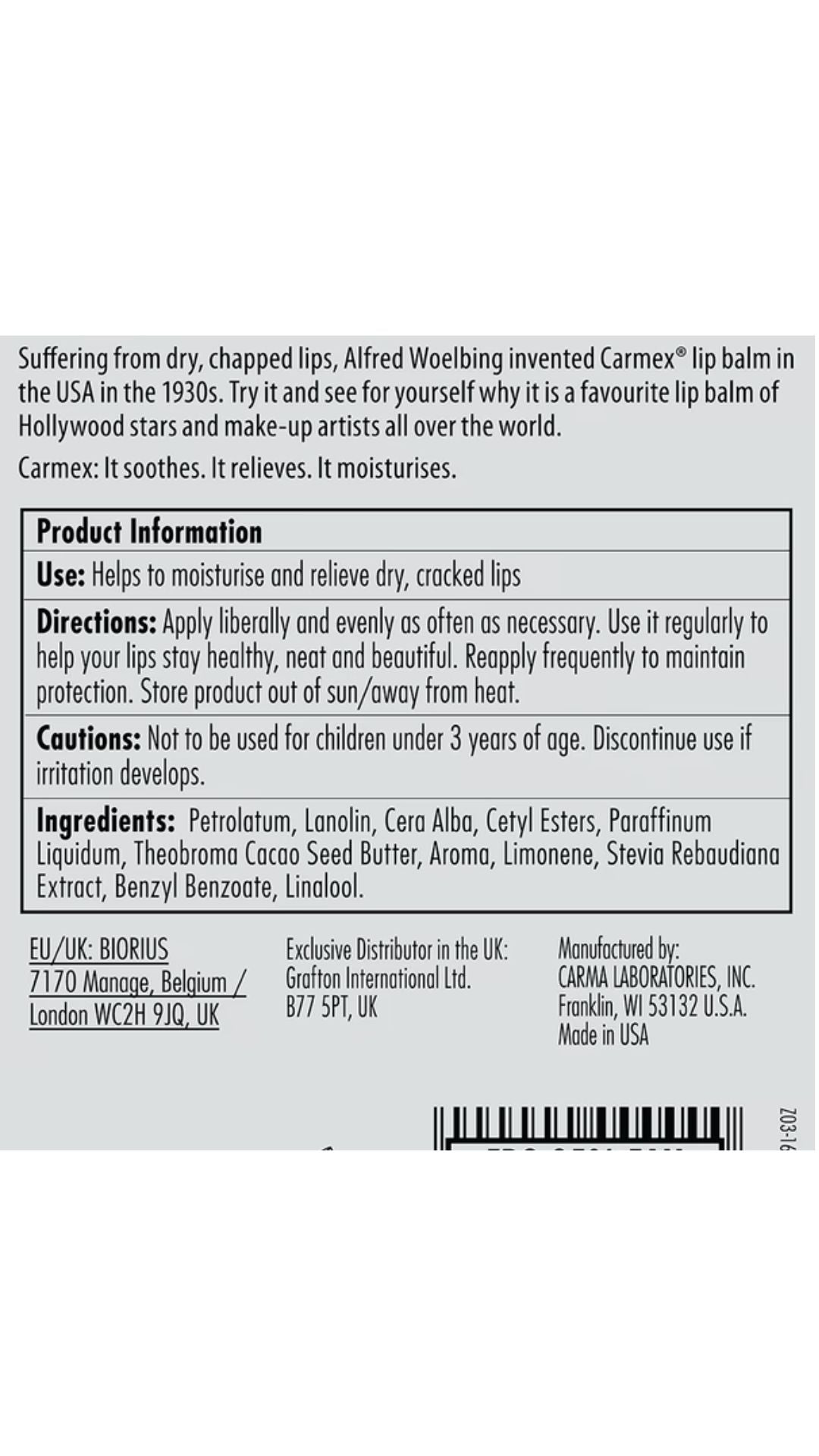 Зволожувальний бальзам для губ (туба), Carmex