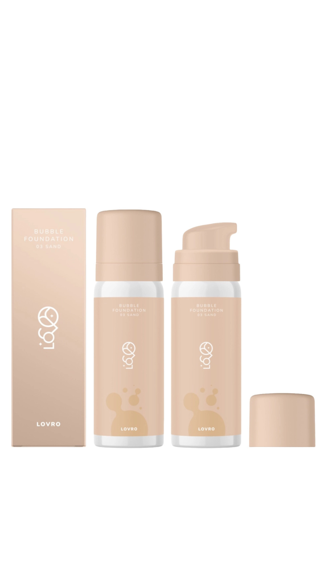 Тональна основа з повітряною формулою для сяйва шкіри Bubble Foundation - 03 Sand - 50ml, LOVRO