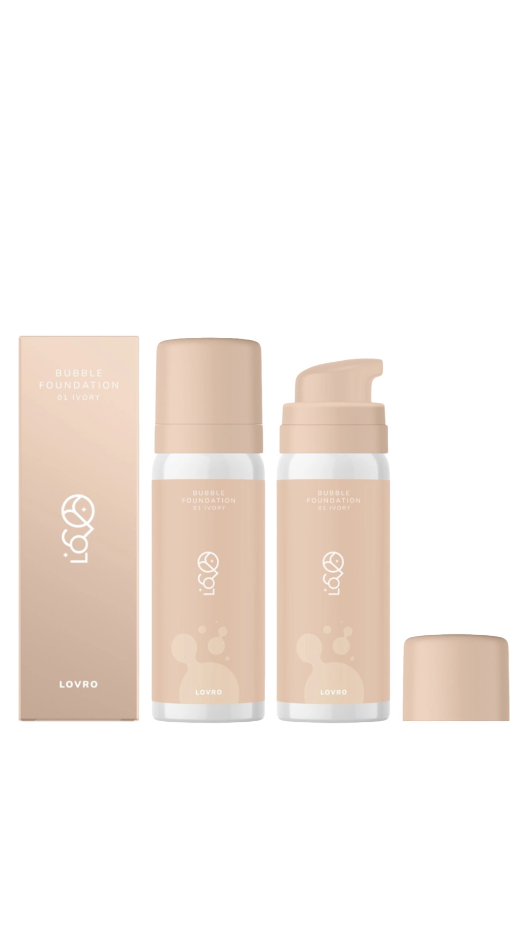 Тональна основа з повітряною формулою для сяйва шкіри Bubble Foundation - 01 Ivory - 50ml, LOVRO 