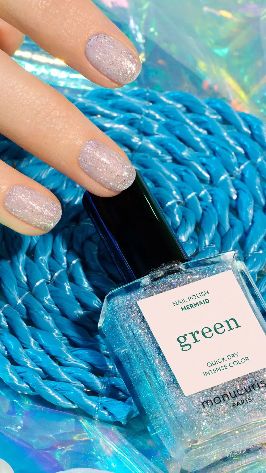 Лак для нігтів з насиченим сріблястим голографічним відтінком Mermaid 15ml, Manucurist