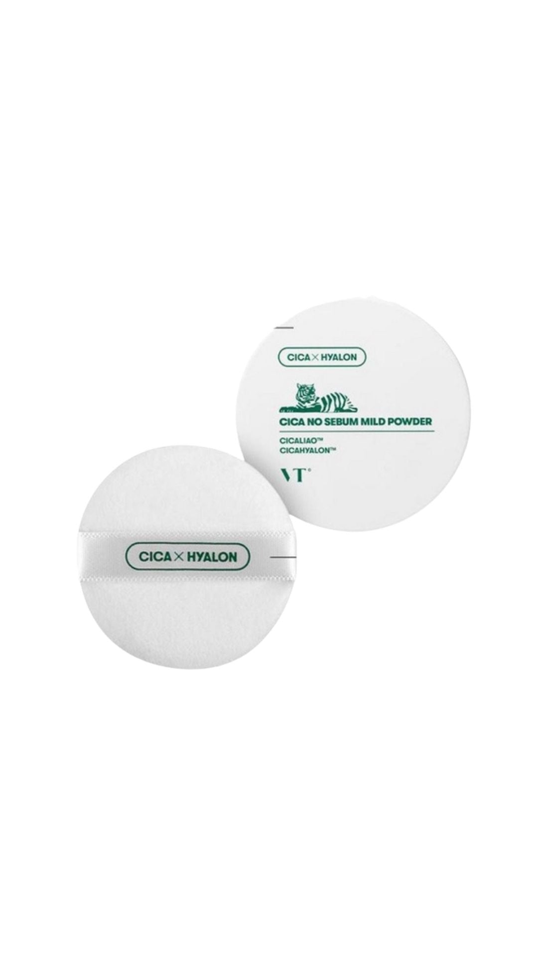 Two white containers with green text on a white background