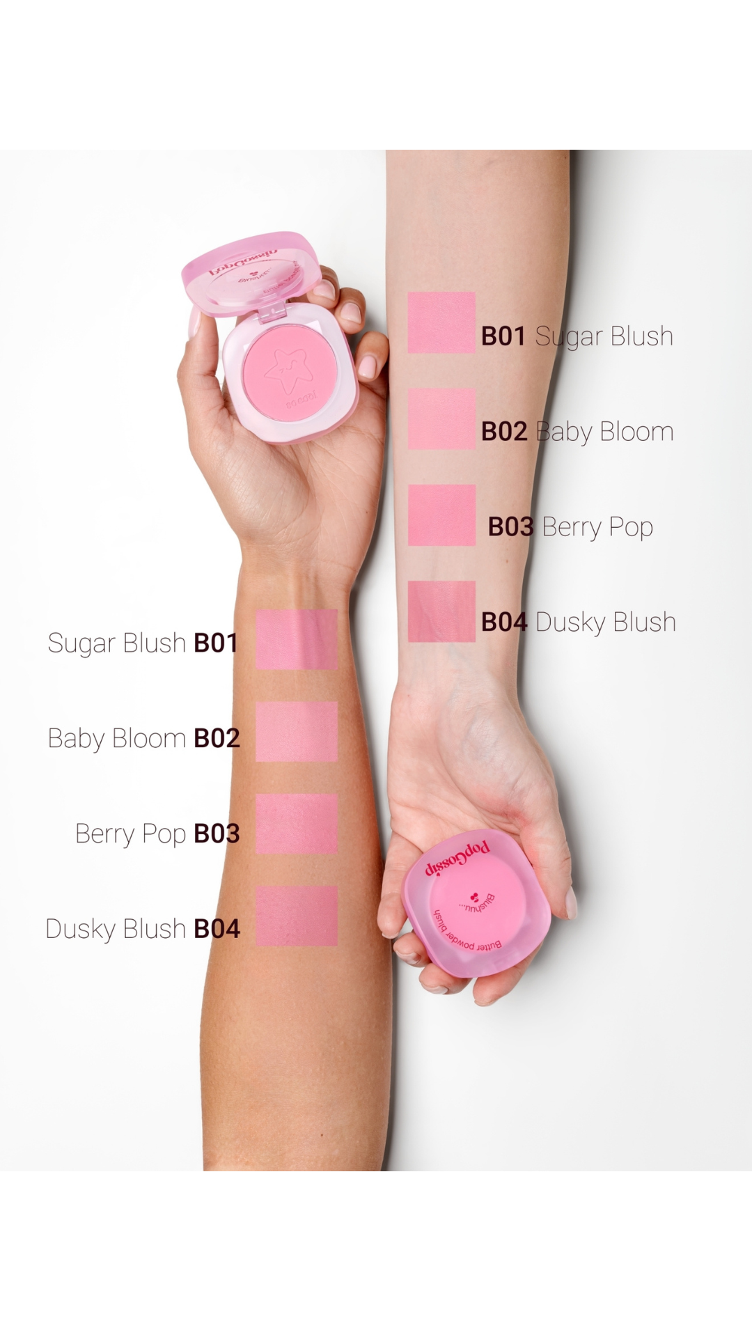 Рум'яна для обличчя з сатиновим фінішем Blushuu Silky Powder Blush 3,2 g, Pop Gossip