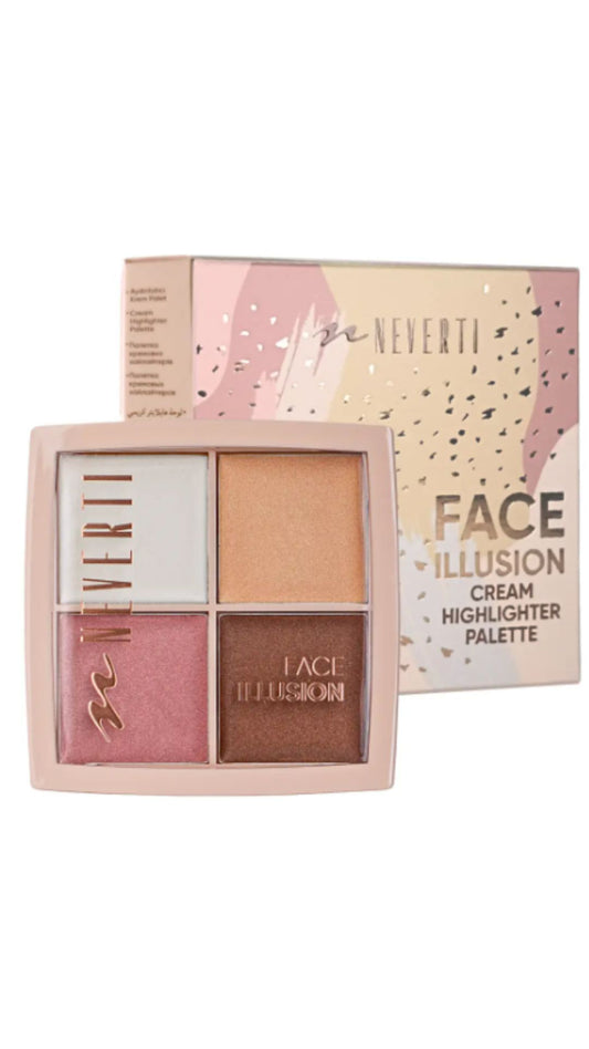 Палетка хайлайтер Illusion - Face Illusion Cream Highlighter Palette, NEVERTI