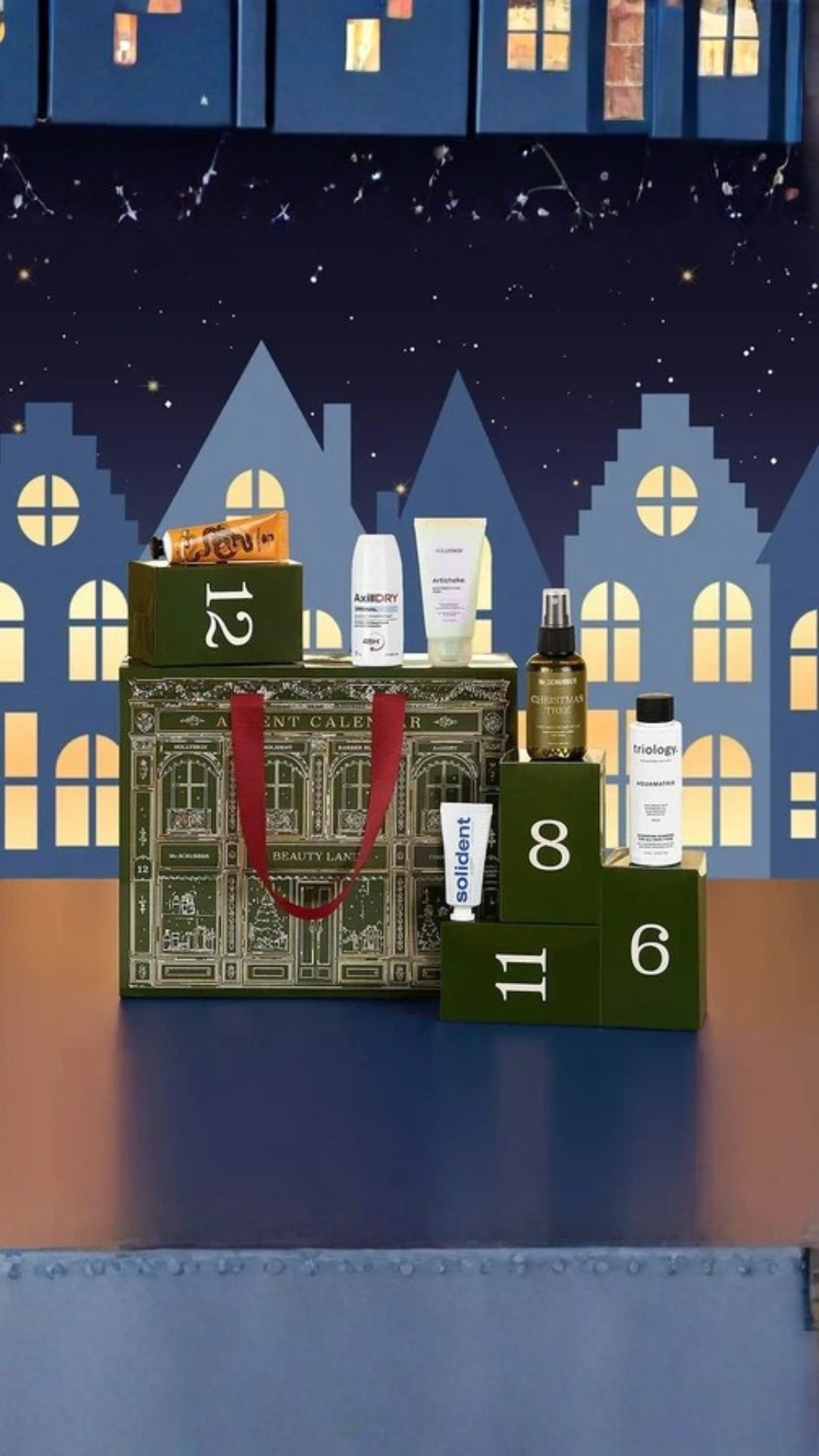 Адвент календар Beauty Land - набір із 12 beauty-хітів від 6 українських брендів  Mr.SCRUBBER, HOLLYSKIN, Solident, Barber Blend, Triology. та AxillDRY