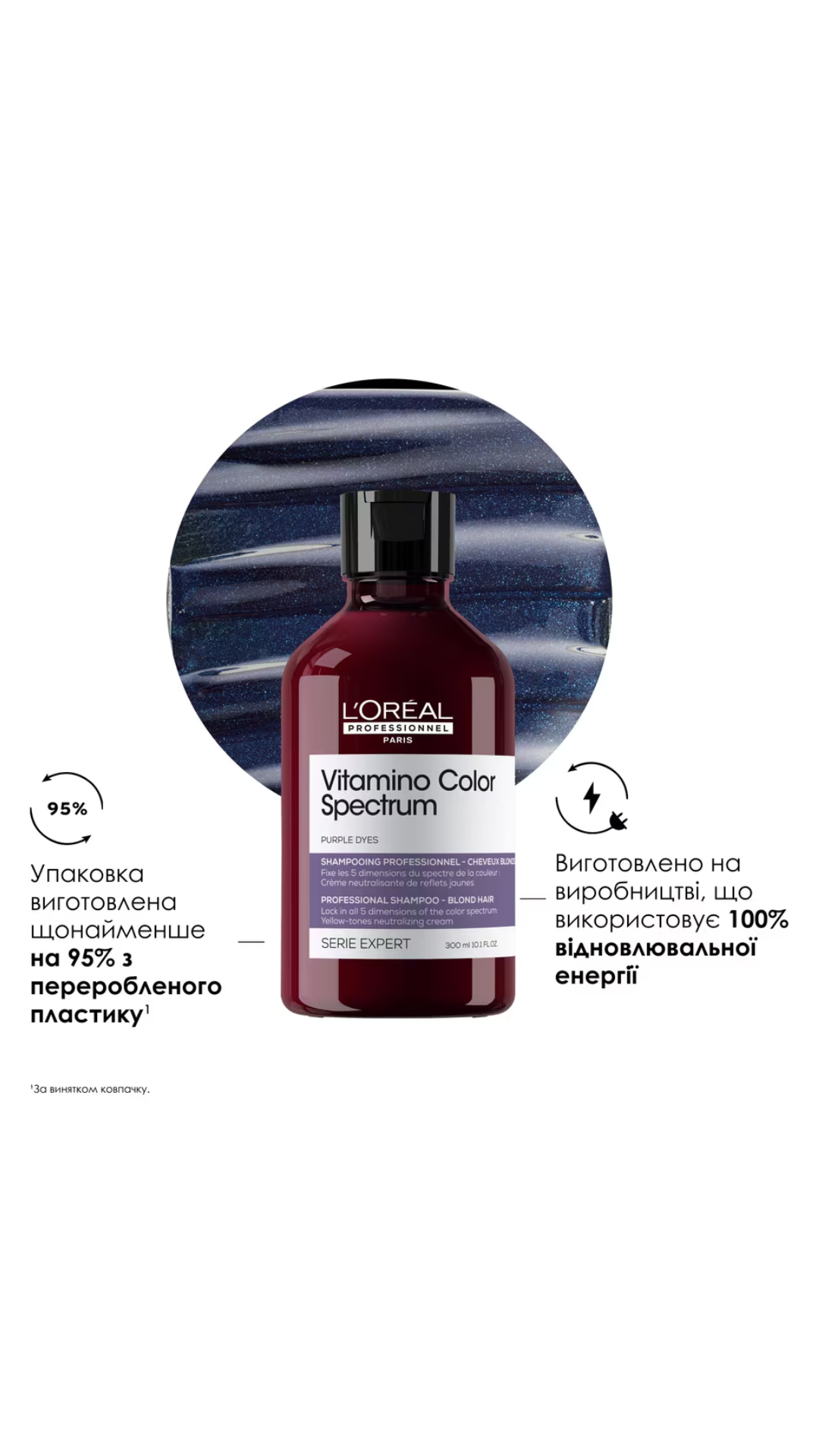 Професійний шампунь Serie Expert Vitamino Color Spectrum для нейтралізації жовтих напівтонів світлого фарбованого волосся 300ml, L'Oreal Professionnel